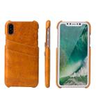 For iPhone X / XS Fierre Shann Retro Oil Wax Texture PU Leather Case with Card Slots(Yellow) - 1