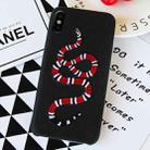 For iPhone X Black Background Embroidery Red Snake Pattern PU Soft Protective Case - 1