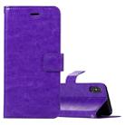 For iPhone X / XS Crazy Horse Texture Horizontal Flip Leather Case with Holder & Card Slots & Wallet & Photo Frame(Purple) - 1