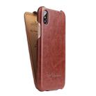 For iPhone X / XS Fierre Shann Retro Oil Wax Texture Vertical Flip PU Leather Case(Brown) - 1