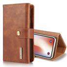 For iPhone X / XS DG.MING Triple Fold Crazy Horse Texture Horizontal Flip Magnetic Protective Case with Holder & Card Slots & Wallet (Brown) - 1