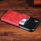 For iPhone X / XS Contrast Color PU Leather Protector Back Case with Card Slot (Red) - 1