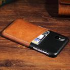 For iPhone X / XS Contrast Color PU Leather Protector Back Case with Card Slot (Brown) - 1