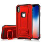 For   iPhone X / XS   Ultra-thin Shockproof TPU + PC Protective Back Case with Holder (Red) - 1