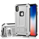 For   iPhone X / XS   Ultra-thin Shockproof TPU + PC Protective Back Case with Holder (Silver) - 1