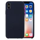 For iPhone X / XS Pure Color Liquid Silicone + PC Dropproof Protective Back Cover Case(Dark Blue) - 1