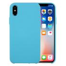 For iPhone X / XS Pure Color Liquid Silicone + PC Dropproof Protective Back Cover Case(Blue) - 1