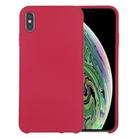 For iPhone X / XS Pure Color Liquid Silicone + PC Dropproof Protective Back Cover Case(Rose Red) - 1