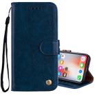 For iPhone X / XS Business Style Oil Wax Texture Horizontal Flip Leather Case with Holder & Card Slots & Wallet (Blue) - 1