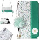 For iPhone X / XS Orchid Flower Pattern Horizontal Flip Leather Case with Holder & Card Slots & Pearl Flower Ornament & Chain - 1