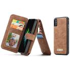 For iPhone X / XS CaseMe-007 TPU + PC Magnetic Absorption Detachable Back Cover Horizontal Flip Leather Case with Card Slots & Zipper Wallet & Photo Frame (Brown) - 1