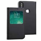 For iPhone X / XS Litchi Texture Horizontal Flip Leather Case with Call Display ID(Black) - 1