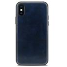 For iPhone X MOFI Shockproof PU Paste Protective Back Case(Navy Blue) - 1