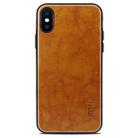 For iPhone X MOFI Shockproof PU Paste Protective Back Case(Light Brown) - 1