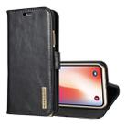 DG.MING for   iPhone X / XS   Genuine Leather Horizontal Flip Detachable Magnetic Protective Case with Holder & Card Slots & Lanyard(Black) - 1