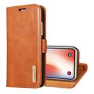 DG.MING for   iPhone X / XS   Genuine Leather Horizontal Flip Detachable Magnetic Protective Case with Holder & Card Slots & Lanyard(Brown) - 1