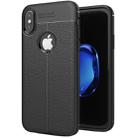 For iPhone X / XS Litchi Texture TPU Protective Back Cover Case (Black) - 1