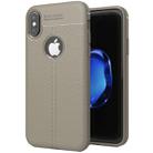 For   iPhone X / XS   Litchi Texture TPU Protective Back Cover Case (Grey) - 1