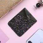 Adhesive Stick-on Phone Holder ID Credit Card Sleeve Black Glitter Print Leather Pouch for 4.7-5.8 inch Android & iPhone Smartphones - 1