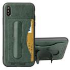 For iPhone X / XS Fierre Shann Full Coverage Protective Leather Case with Holder & Card Slot(Green) - 1