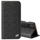 For iPhone X / XS Fierre Shann Crocodile Texture Magnetic Horizontal Flip Genuine Leather Case with Holder & Card Slot(Black) - 1