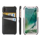 For iPhone X / XS Fierre Shann Litchi Texture Genuine Leather Back Cover Case With Card Slots(Black) - 1