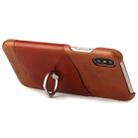 For iPhone X / XS Fierre Shann Color Matching Genuine Leather Back Cover Case With 360 Degree Rotation Holder & Card Slot(Brown) - 2