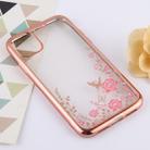 For iPhone 11 Pro Max Flowers Patterns Electroplating Soft TPU Protective Cover Case  (Rose Gold) - 1