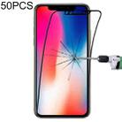 For iPhone 11 Pro Max / XS Max 50pcs 0.1mm 9H Full Screen Flexible Fiber Tempered Glass Film (Black) - 1