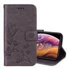 Rose Embossed Horizontal Flip PU Leather Case for iPhone XS Max, with Holder & Card Slots & Wallet(Grey) - 1