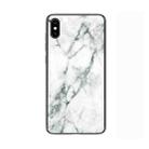 Marble Glass Protective Case for iPhone XS Max(White) - 1