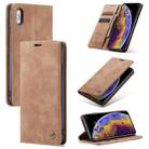 For iPhone XS Max CaseMe-013 Multifunctional Retro Frosted Horizontal Flip Leather Case with Card Slot & Holder & Wallet(Brown) - 1