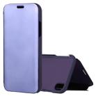 For iPhone XS Max Electroplating Mirror Horizontal Flip Leather Case with Holder (Dark Purple) - 1