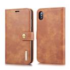 For iPhone XS Max DG.MING Crazy Horse Texture Flip Detachable Magnetic Leather Case with Holder & Card Slots & Wallet (Brown) - 1