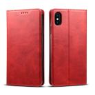 For iPhone XS Max Suteni Calf Texture Horizontal Flip Leather Case with Holder & Card Slots & Wallet(Red) - 1