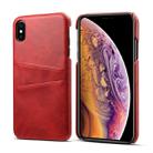 For iPhone XS Max Suteni Calf Texture Protective Case with Card Slots(Red) - 1