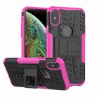 For iPhone XS Max Tire Texture TPU+PC Shockproof Case with Holder(Pink) - 1