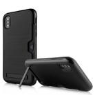 Ultrathin TPU + PC Protective Case for iPhone XS Max, with Card Slot & Holder(Black) - 1