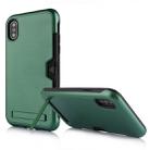 Ultrathin TPU + PC Protective Case for iPhone XS Max, with Card Slot & Holder(Green) - 1