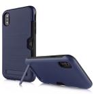 Ultrathin TPU + PC Protective Case for iPhone XS Max, with Card Slot & Holder(Navy Blue) - 1