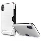 Ultrathin TPU + PC Protective Case for iPhone XS Max, with Card Slot & Holder(Silver) - 1