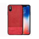 For iPhone XS Max Shockproof Splicing PU + Cloth Protective Case (Red) - 1