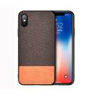 For iPhone XS Max Shockproof Splicing PU + Cloth Protective Case (Brown) - 1
