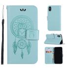 For iPhone XS Max Wind Chime Owl Embossing Pattern Horizontal Flip Leather Case with Holder & Card Slots & Wallet (Green) - 1
