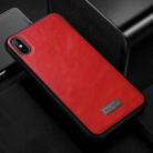 For iPhone XS Max SULADA Shockproof TPU + Handmade Leather Case (Red) - 1