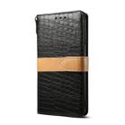 For iPhone XS Max Splicing Color Crocodile Texture PU Horizontal Flip Leather Case with Wallet & Holder & Card Slots & Lanyard (Black) - 2