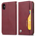 For iPhone XS Max Knead Skin Texture Horizontal Flip Leather Case with Photo Frame & Holder & Card Slots & Wallet(Wine Red) - 1