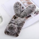 For iPhone XS Max Cute Rabbit Ears Style Plush Case (Brown) - 1