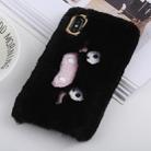 For iPhone XS Max Wacky expression Pattern Plush Case (Black) - 1