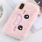 For iPhone XS Max Wacky expression Pattern Plush Case (Pink) - 1